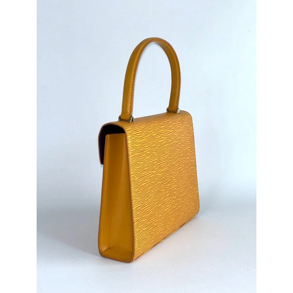 Louis Vuitton Malesherbes Epi Leather Yellow Purple Vintage 90s Handbag MI0963